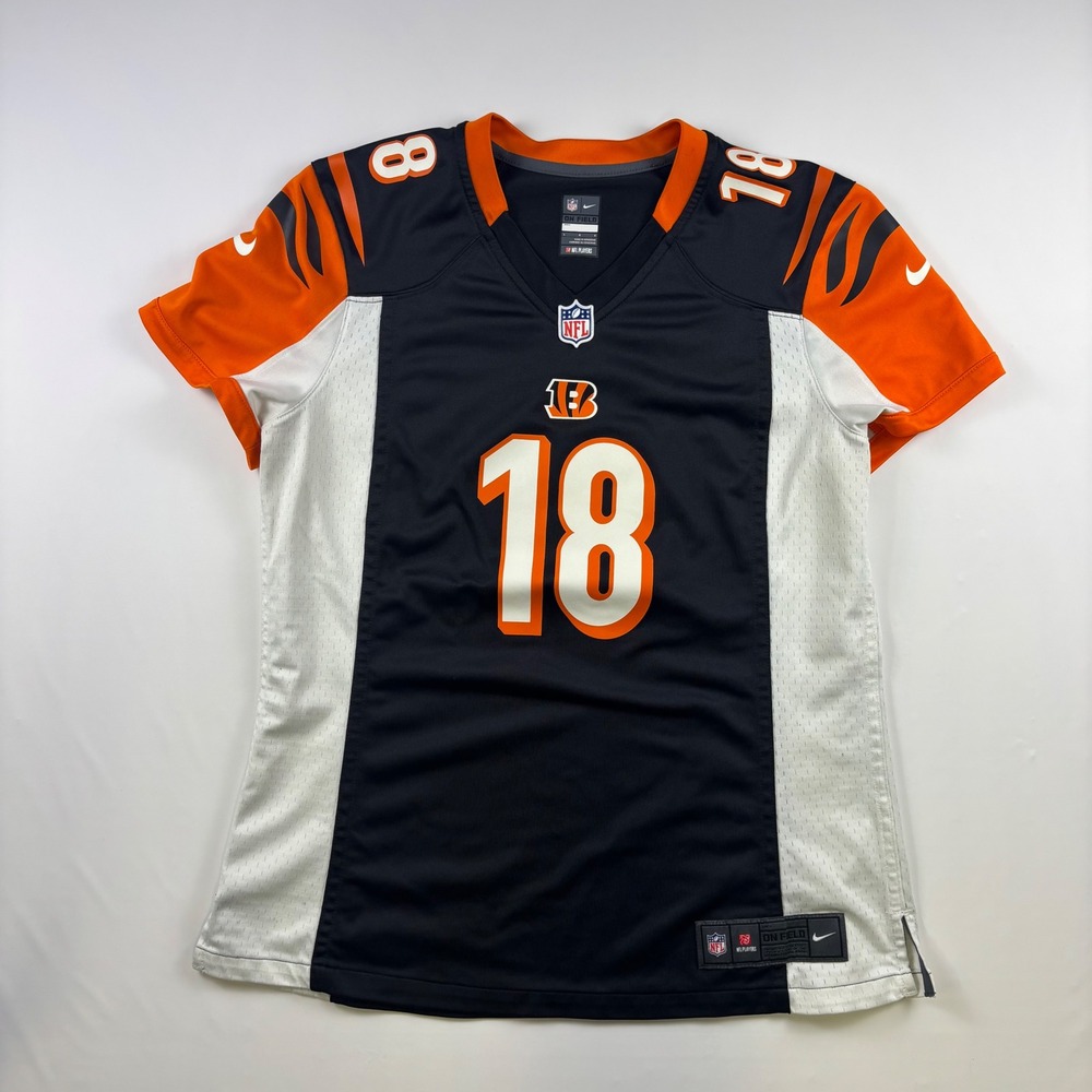 Nike Cincinnati Bengals AJ Green 18 Jersey Youth Large Black Orange NFL On Field